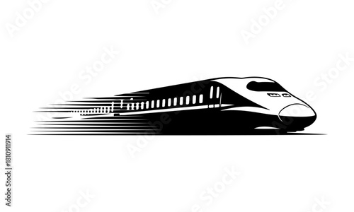 Sleek vector illustration of a high-speed modern train in rapid motion, symbolizing swift progress and efficient future transportation with dynamic speed effects