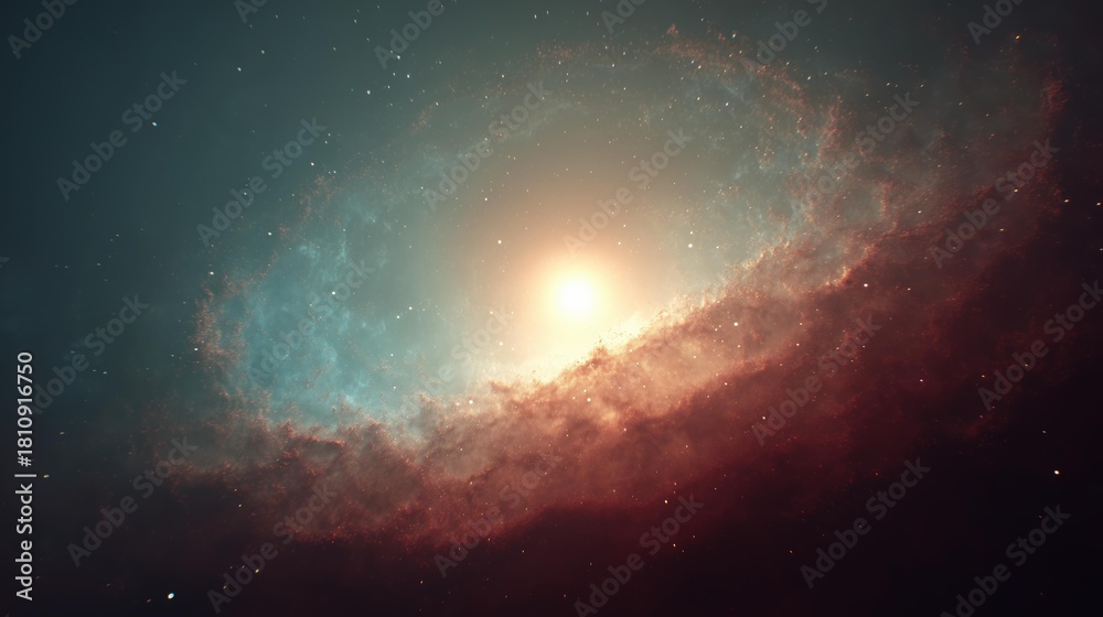 Fototapeta premium Luminous Star Core Surrounded by Colorful Nebula in a Cosmic Scene
