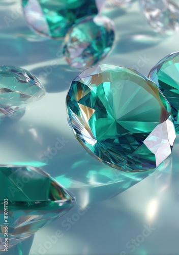 Teal gemstones in close-up view.