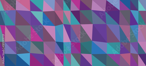 Geometric mosaic of triangles in shades of purple and blue abstract pattern