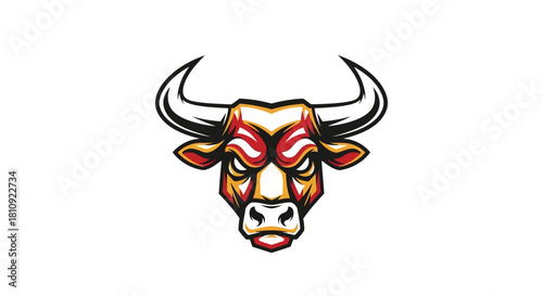 Aggressive bull head vector illustration strong animal mascot design isolated on white background