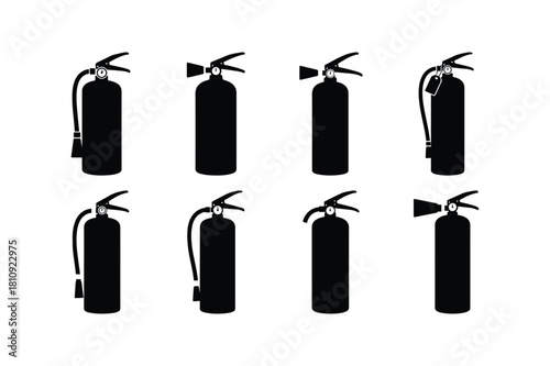Fire Extinguisher Silhouette Vector Icons