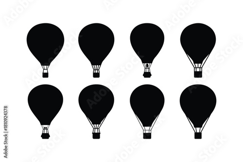 Hot Air Balloon Silhouette Vector Icons
