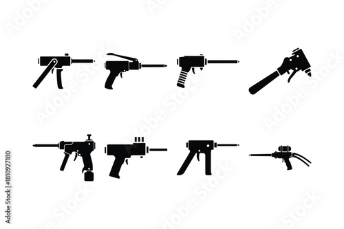 Rifle and Machine Gun Silhouette Vector Set