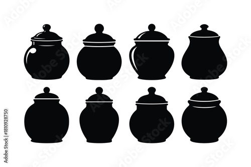 Traditional Jar and Pot Silhouette Vector Collection