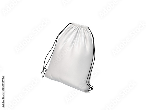 3D Render a white bag with a black string on it