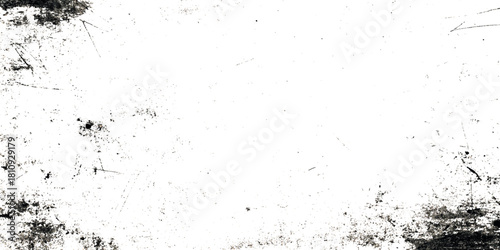 Abstract black ink splatter texture on white background, grunge paint splash overlay, modern chaotic drip pattern vector.