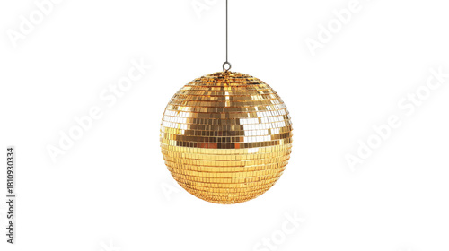Golden Disco Ball isolated on a transparent background 1