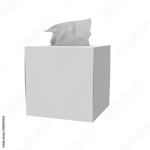 3D Render a tissue box with a tissue on top of it