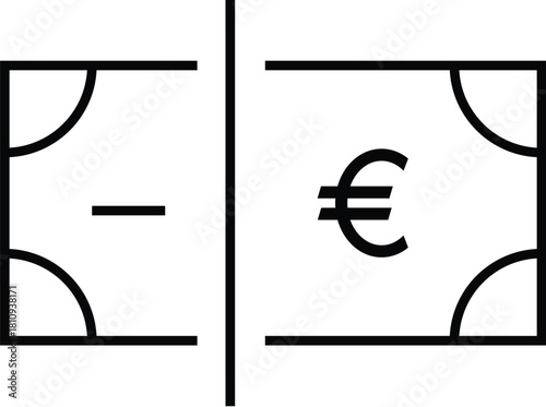 Simple black and white icon representing euro currency exchange