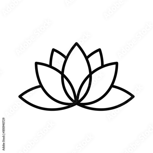 Simple outline of a blooming lotus flower