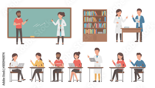 Science Classroom and Research Activities – AI Generated Vector