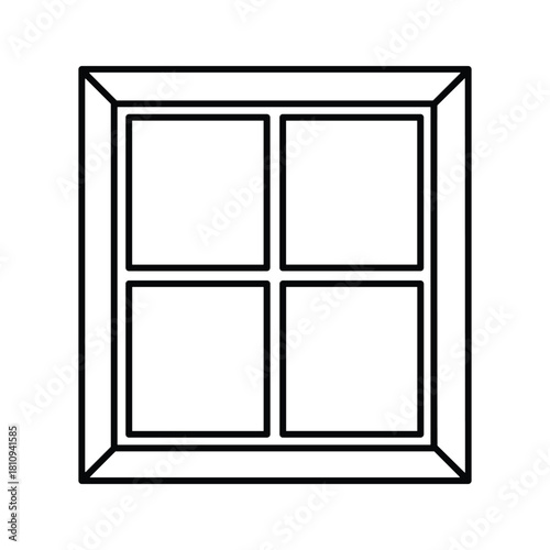 Simple outline drawing of a four pane square window