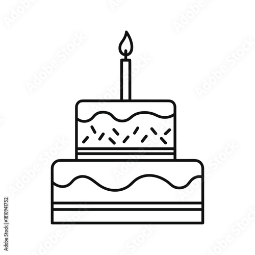 Simple two tier birthday cake with a single candle outline