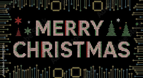 Collage Cutout Christmas Typography Mixed Shapes