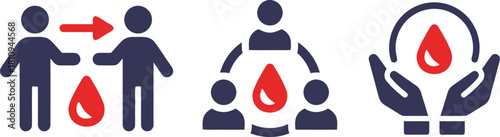 blood, donation, giving, help, medical, healthcare, people, human, figure, droplet, red, blue, icon, symbol, graphic, design, isolated, white, background, transfer, sharing, community, support, altrui