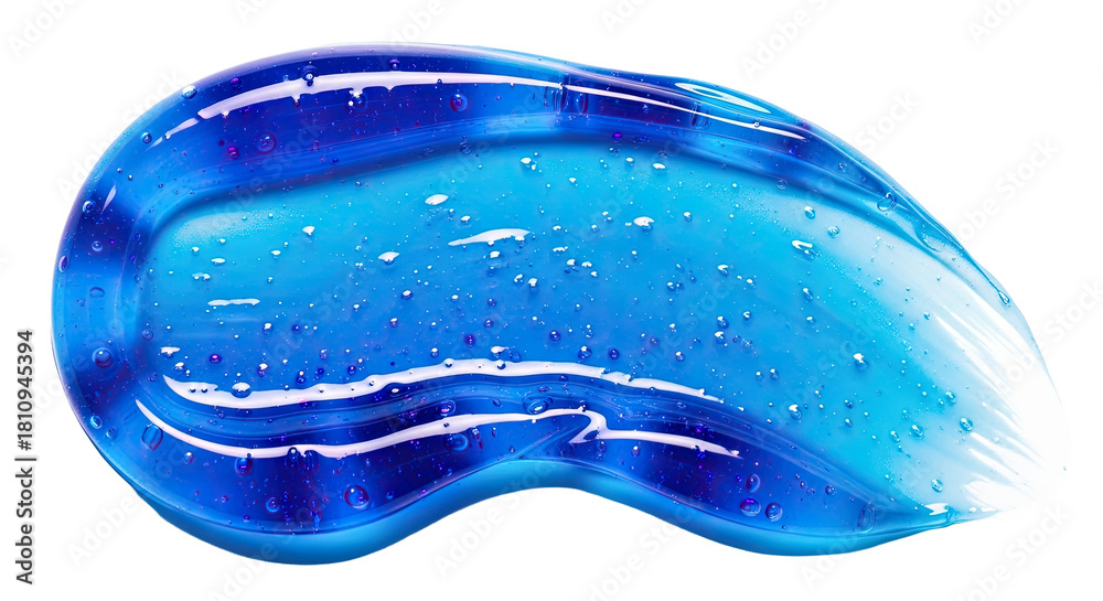 Fototapeta premium Glossy electric blue gel smear vivid crystal shine on background white