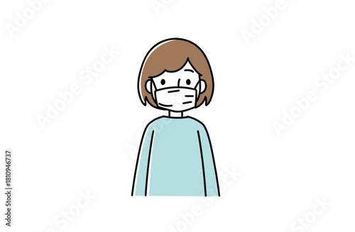 マスクをしている女性のイラスト