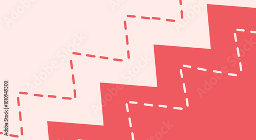 Abstract graphic depicting two contrasting dashed line paths ascending in a step-like fashion, symbolizing choices, progress, and various directions on a journey