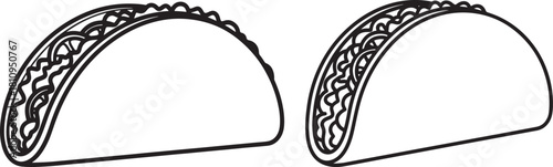 Two simple taco silhouettes on a white background silhouette