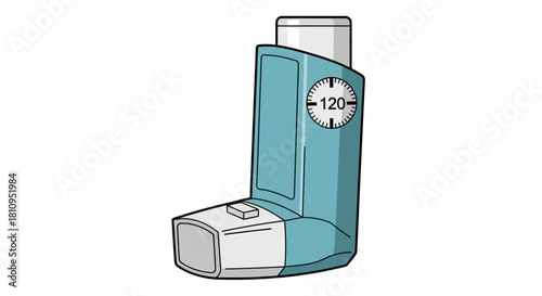 An inhaler light blue with a digital counter