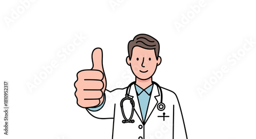 Doctor giving a thumbs up White coat stethoscope