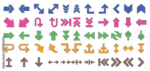 Vector illustration of a collection of arrow icons