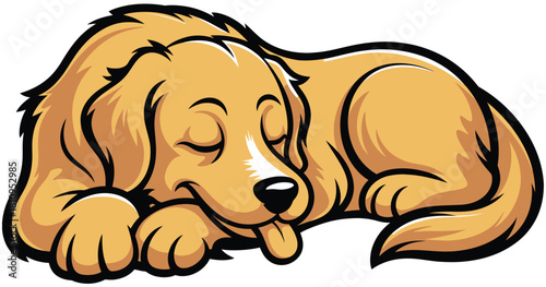 Cute Labrador dog vector illustration in relaxed lying position with tongue out and happy expression — ideal for greeting cards, nursery prints, and pet-themed digital designs.
