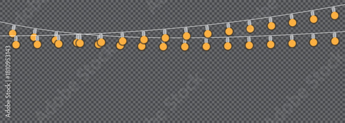 Hanging bulb garland background glowing with radiance creating illuminating backdrop with light string arrangement and festive decoration element design