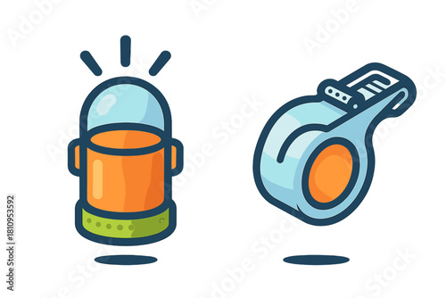 Emergency signaling equipment with glowing beacon light and safety whistle