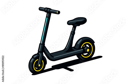 Modern electric scooter with seat for urban commuting and eco-friendly transportation