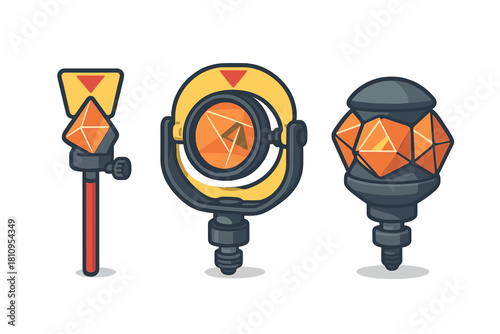Surveying prisms and reflectors used for geodetic measurement and construction layout