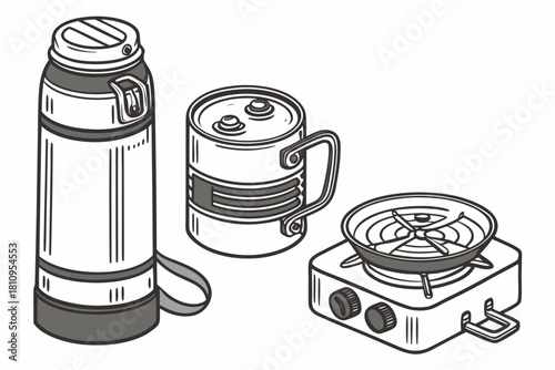 Camping Thermos Can and Portable Stove canteen