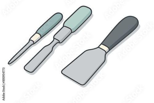 Set of essential sculpting and modeling tools including spatula, scraper, and detail instrument