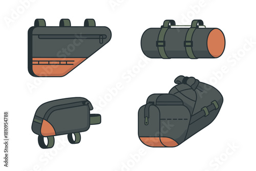 Modern bikepacking bags collection for bicycle touring and outdoor cycling adventures