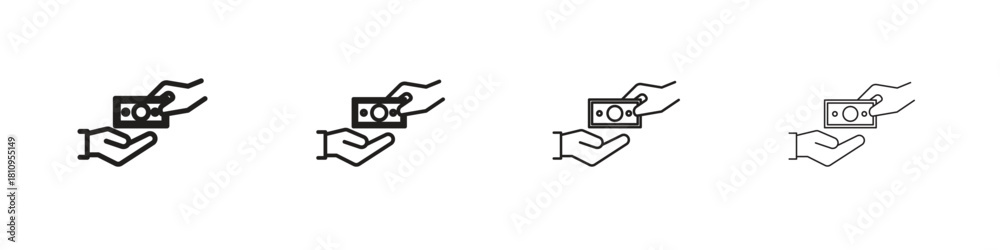 Obraz premium Hand money exchange icon. Vector isolated pictograms.