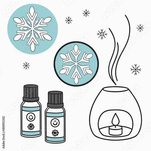 Aromatherapy Burner with Candle and Snowflakes diffuser