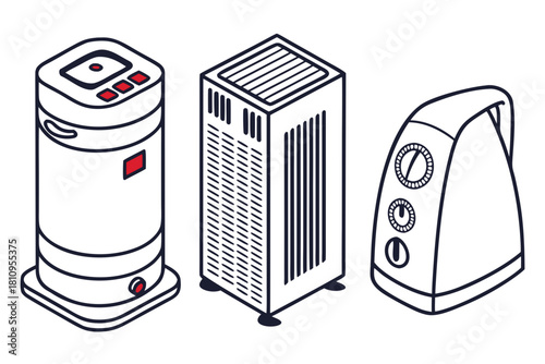 Isometric Household Heating and Air Devices heater