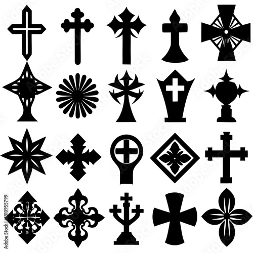 Assortment of Black Religious and Decorative Symbols
