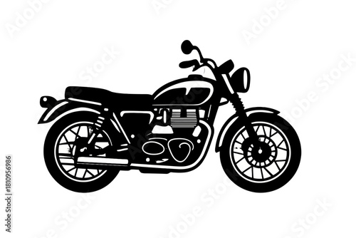 Classic retro vintage motorcycle silhouette for transportation and riding hobby