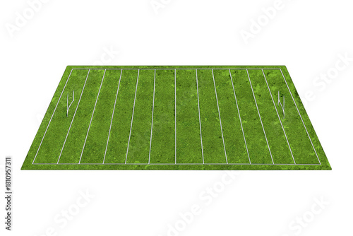 Green grass sports field with white markings and goalposts ready for a major game