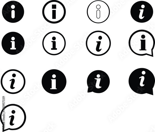 PrintInfo icons set. Information icon on isolated on background. Black info button. Info symbol. Vector, isolated on transparent background