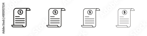 Invoice payment icon. Vector isolated pictograms.