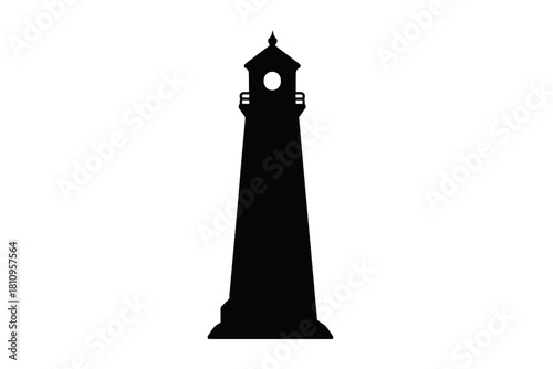 Classic lighthouse silhouette symbolizing navigation safety and coastal architecture