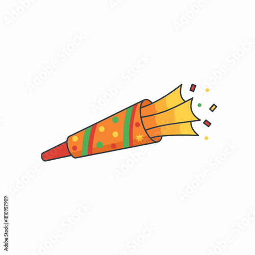 New Year Celebration 2026 Festive Party Popper Emitting Confetti for a Happy New Year Greeting