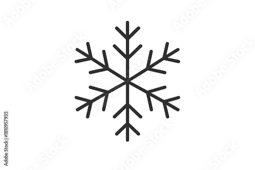 Minimalist black line graphic depicting a stylized snowflake used for cold weather or freezing functions
