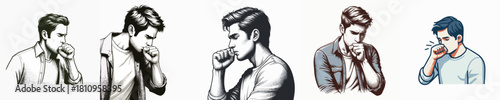 vector image of a man coughing on a white background