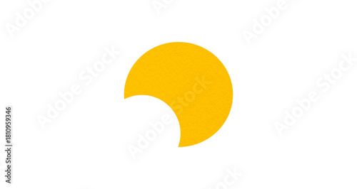 Yellow crescent paper cutout, moon icon, waxing moon symbol, crescent moon icon symbol set on transparent background.