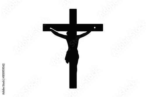 Silhouette icon of a crucifix symbolizing Christian faith and sacrifice