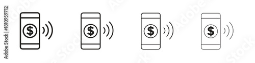 Mobile banking icon. Vector isolated pictograms.